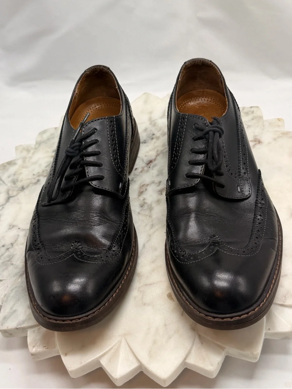Vionic Bruno Black Leather Wingtip Oxford Dress Shoes Mens Size 10 US 43 EU